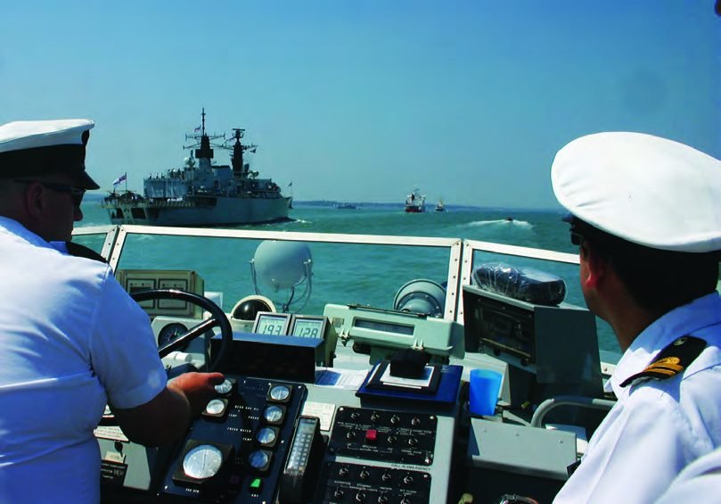 On the bridge of HMS Ranger during the Trafalgar 200 celebrations