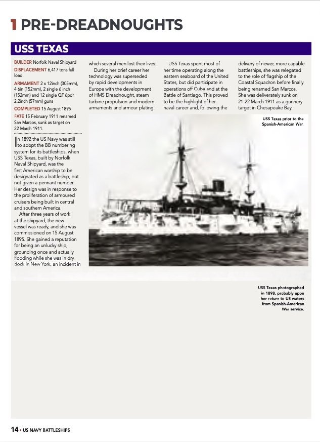 Magazine page: Pre-Dreadnoughts, USS Texas